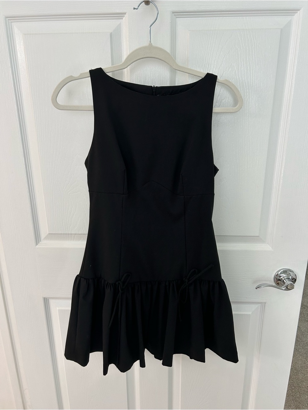 Zara Black Sleeveless Ruffle-Hem Mini Dress